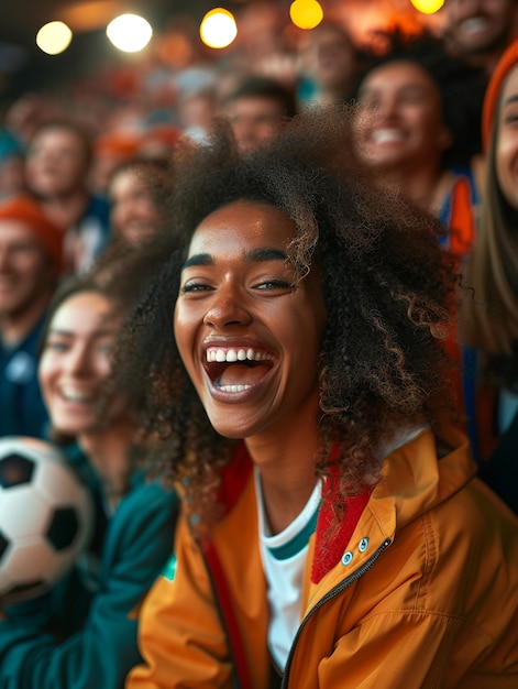 Free photo soccer fans cheering their team