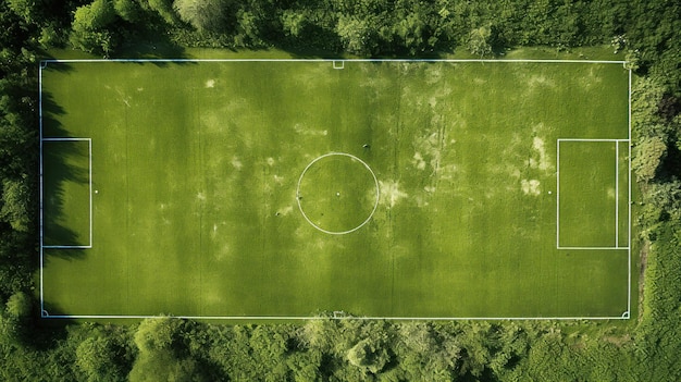 無料写真 空からはっきりとした線で見えるサッカー場