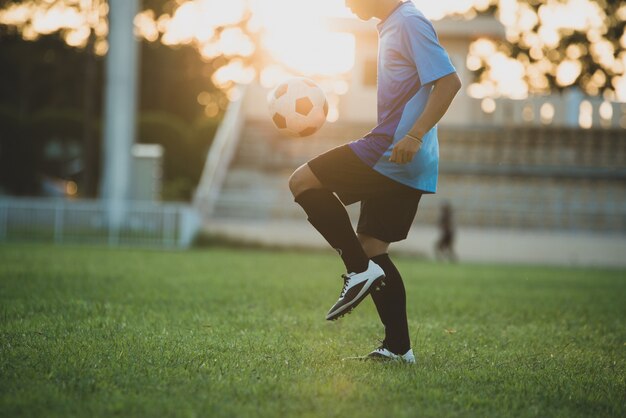 Soccer player action on the stadium