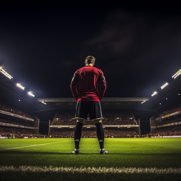 Free photo soccer player on the grass field