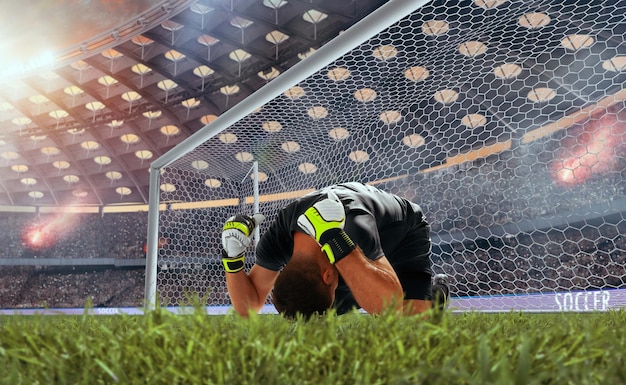 Giocatori di calcio in azione sullo stadio professionale