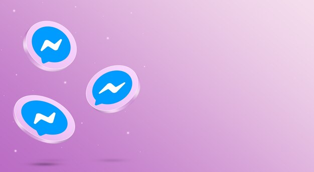 Premium Photo Messenger Logo Icon On The Background Of Aesthetic Neon Shapes 3d