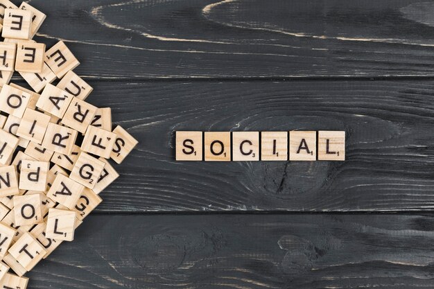 Social word on wooden background