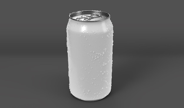 Free photo soda can mockup with fresh water drops on white background