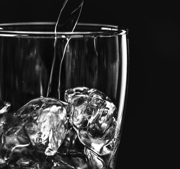 Soda with ice macro shot