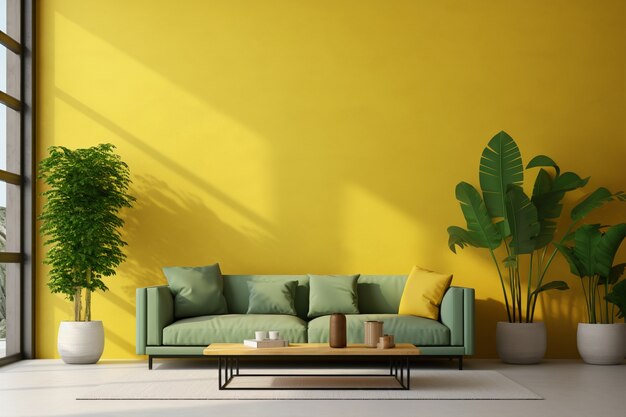 sofa in a living room decorated with brazilian folklore design