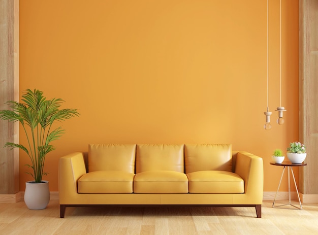 Foto gratuita divano nell'interno del soggiorno con spazio per la copia