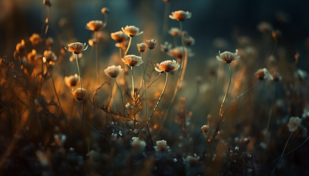 Foto gratuita soft focus sul fiore selvatico nel prato rurale generato dall'ia