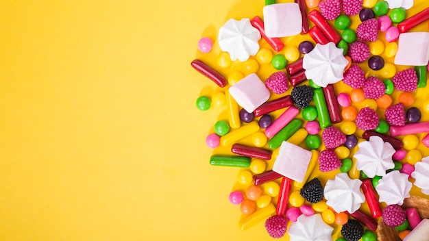 Soft marshmallows on pile of sweets