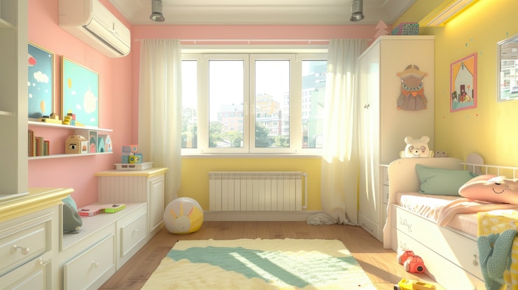 Free Photo soft pastel hues room for kids