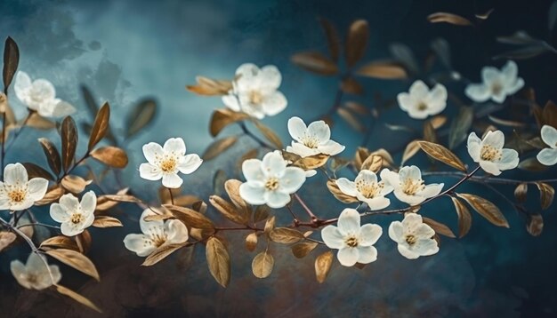 Soft pink petals adorn fragile cherry blossom twig generated by AI