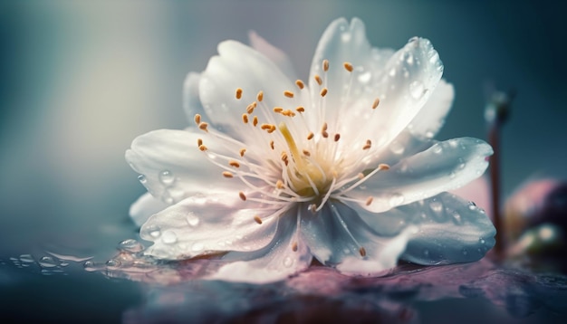 Free photo soft pink petals wet with morning dew generated by ai