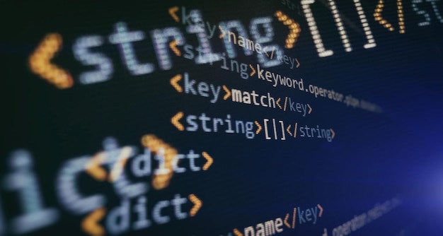 소프트웨어 개발자 프로그래밍 코드. 추상 컴퓨터 스크립트 코딩. 소프트웨어 개발자의 프로그래밍 코드 화면입니다.