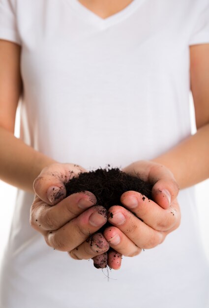 Soil in hands