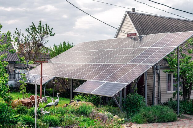 Solar system solar panels near the house