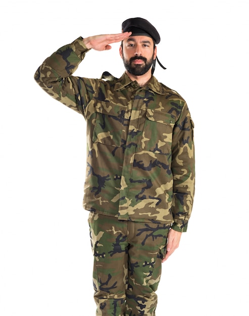 Free photo soldier saluting