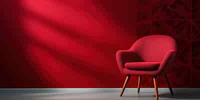 Free photo the solitary crimson chair offers a pop of color against the geometric patterned backdrop