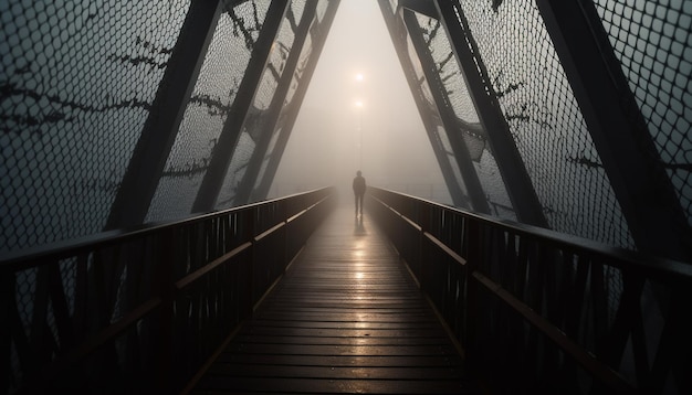 Free photo solitude walking on footpath vanishing point mystery generated by ai