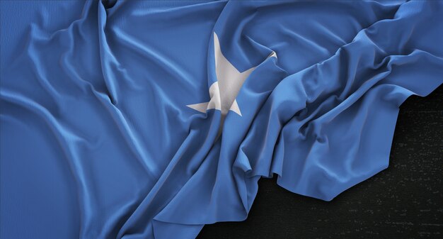 Somalia Flag Wrinkled On Dark Background 3D Render