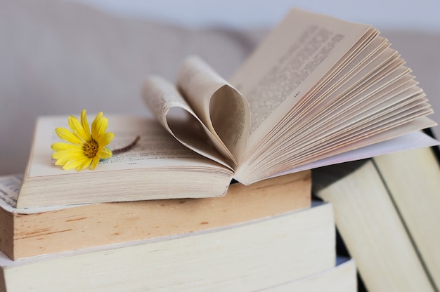 Some books and flower