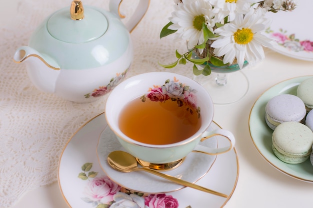 Free photo sophisticated assortment of tea party elements