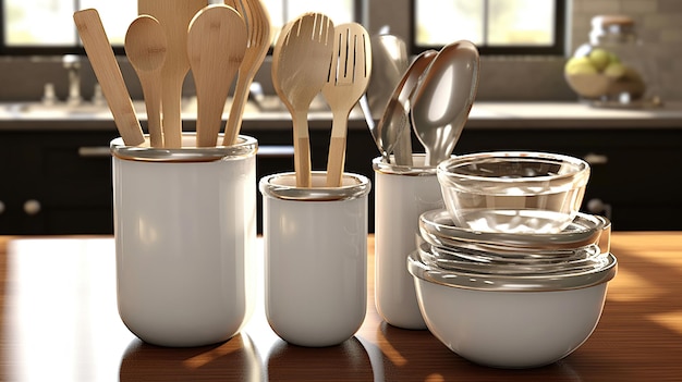 Free photo sophisticated kitchen utensils ensemble seamlessly integrating utility and elegance for your culinary endeavors