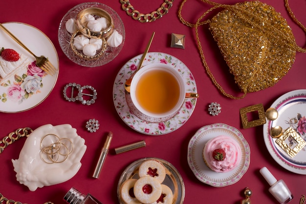 Free photo sophisticated tea party assortment