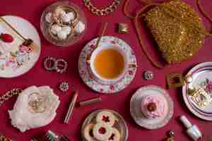 Free photo sophisticated tea party assortment