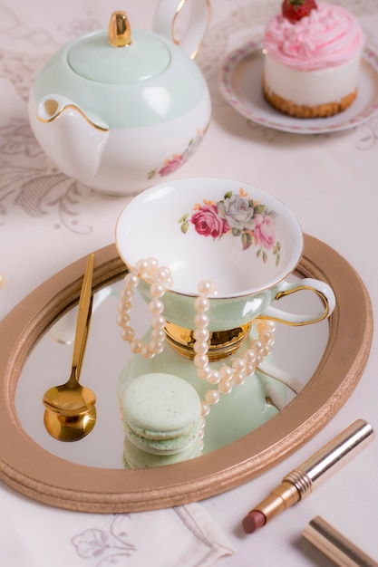 Free photo sophisticated tea party composition