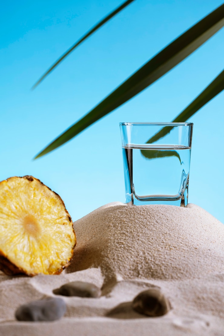 Free Photo sotol drink with pineapple still life