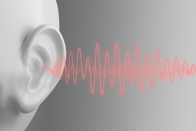 Free photo sound waves coming out from human ear