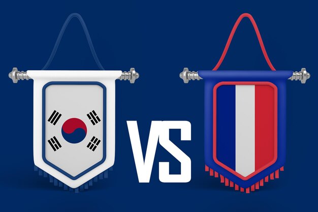 韓国 VS フランス フラグ バナー