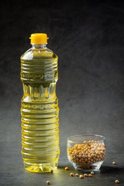 Soybean oil Soybean food and beverage products Food nutrition concept.