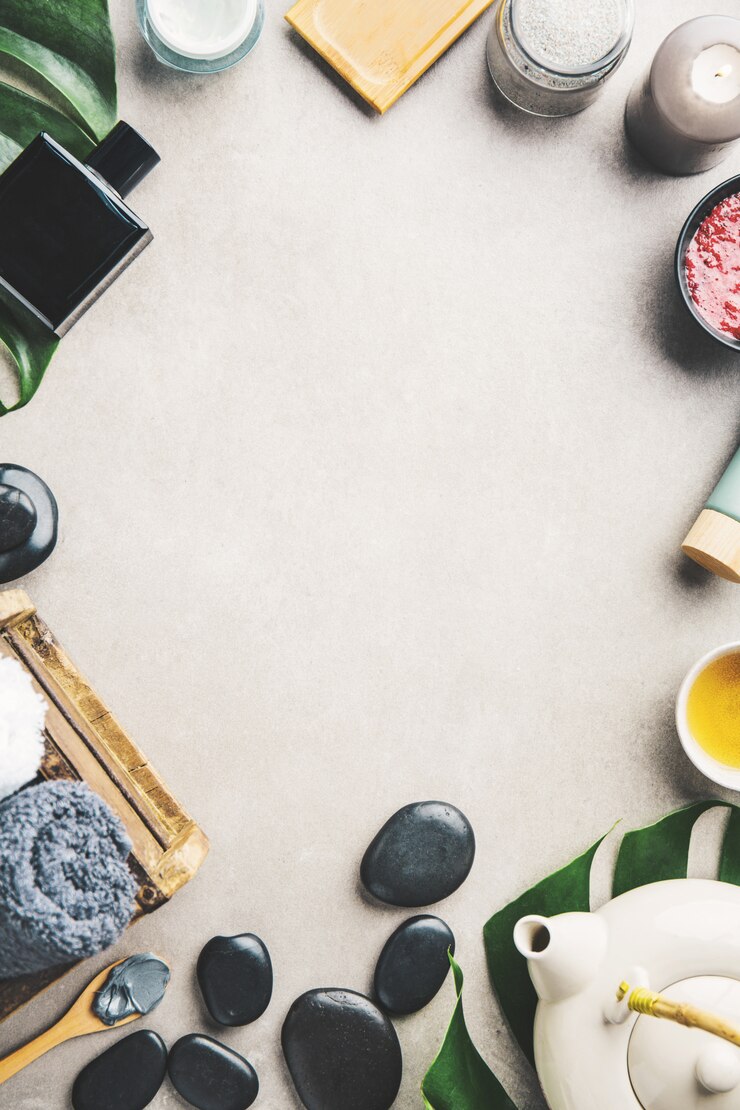Free Photo spa accessories on grey background