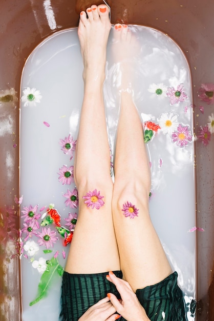 Spa concept with woman in bathtub
