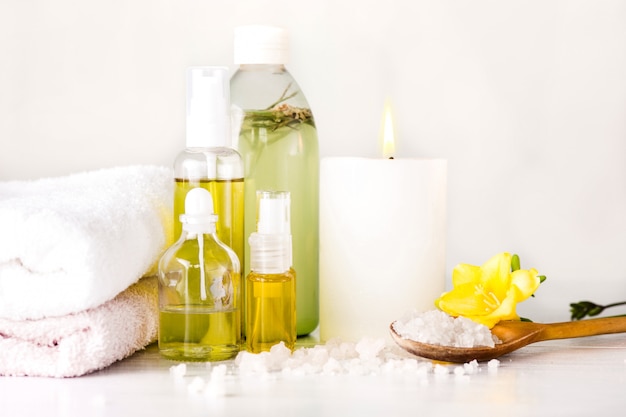Spa setting with aroma oil, vintage style