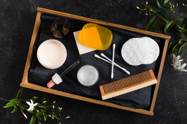 Free photo spa still life with beauty products