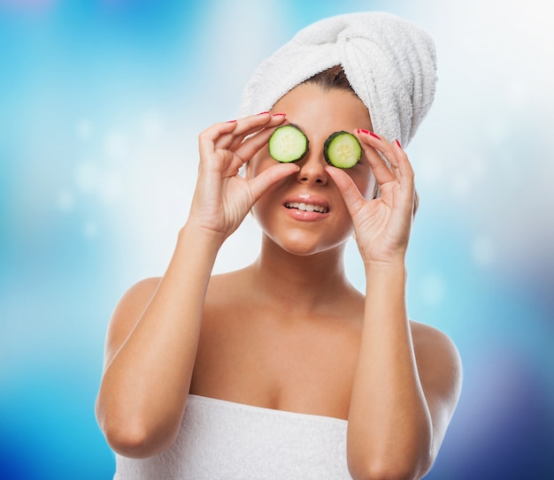 Spa treatment with cucumbers
