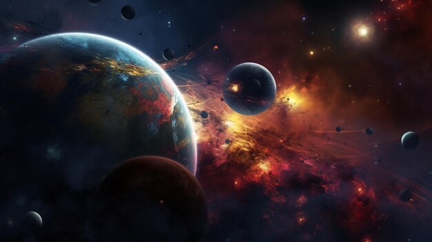 Space planet landscape background illustration