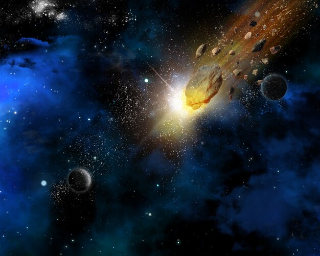 Космическая сцена фон с метеоритами
