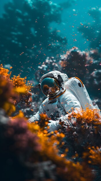 Космик ныряет в океан.