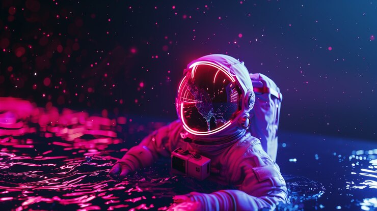 Free Photo spaceman diving in the ocean