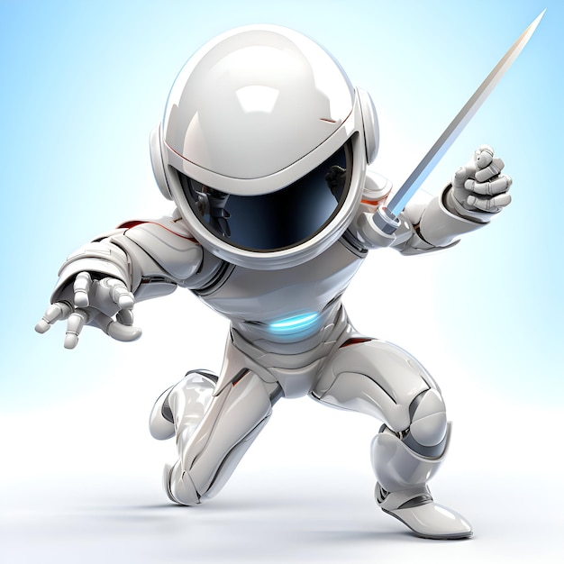 Free photo spaceman with a sword in his hand 3d illustration