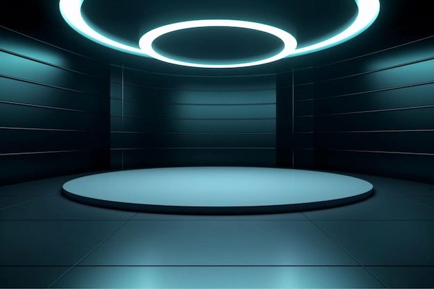 Free photo spaceship interior podium background