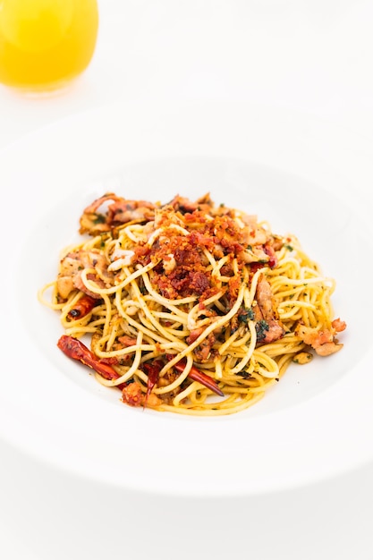 Pancetta di spaghetti con aglio