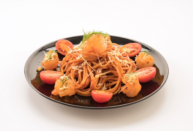 Free photo spaghetti with shrimp