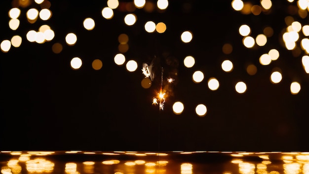 Sparkler and abstract lights in dark room