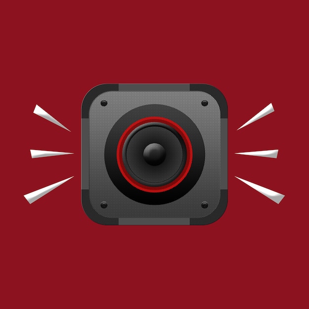 Speakers with high volume and red background