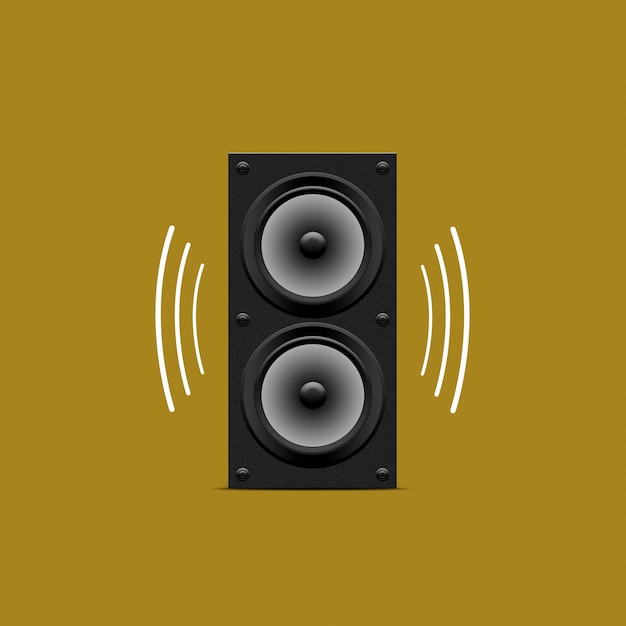 Speakers with high volume and yellow background