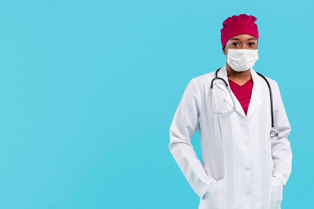 Specialist female doctor wearing white robe